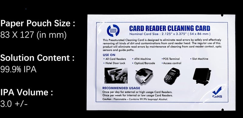 UBICON Card Reader Cleaning Card - Pre-Saturated with 99.9% IPA, Effective Dirt and Oil Remover, Compatible with ATM, POS, Swipe and Smart Card Readers - 2.125 x 3.375 Inches (10), UBSCR80 - Image 3